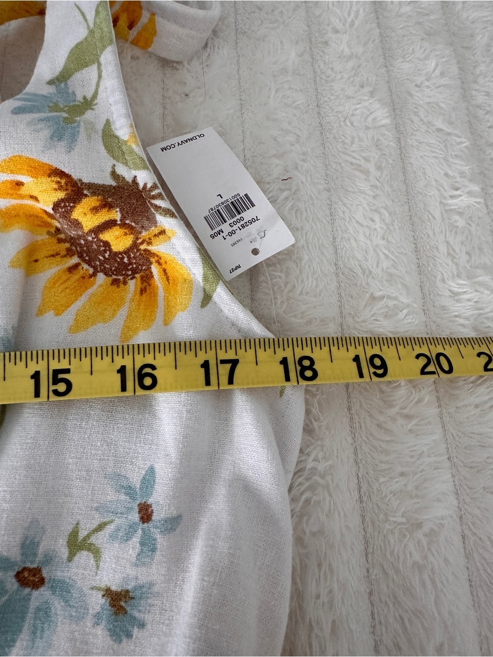 Old Navy Cream Summer Dress with Sunflower Floral Design Linen Blend Cottagecore - Picture 8 of 10